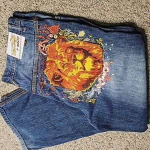 (Waist-42) 5IVE JUNGLE & CO Wide Leg Hip Hop Jeans